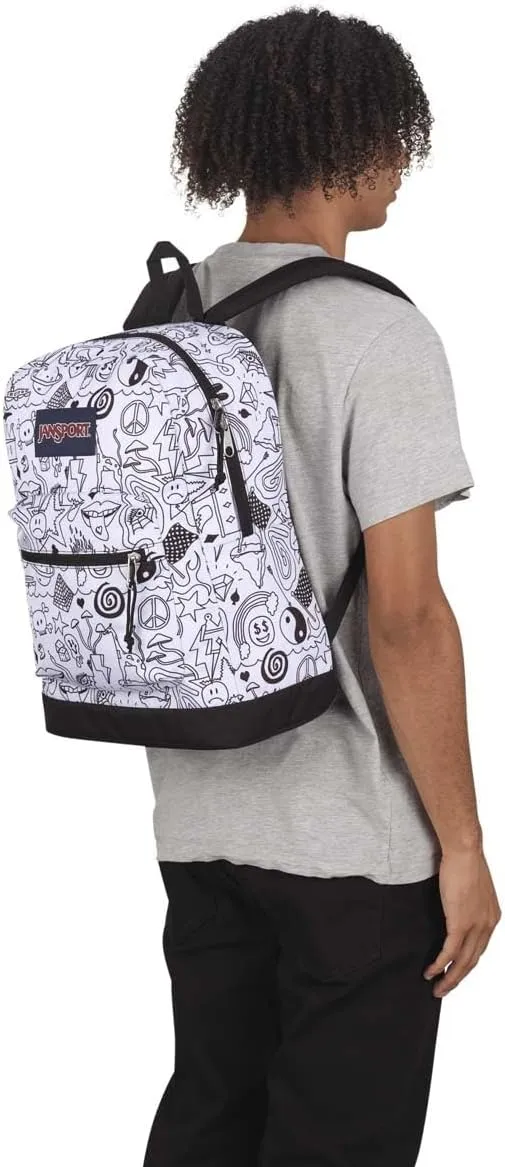 JanSport Cross Town Plus Backpack - Large Main Compartment, Side Water Bottle Pocket, 15-Inch Padded Laptop Sleeve - Broken Broadcast
