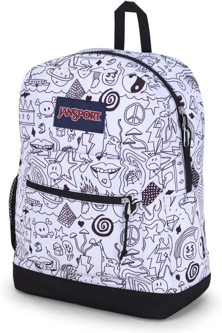 JanSport Cross Town Plus Backpack - Large Main Compartment, Side Water Bottle Pocket, 15-Inch Padded Laptop Sleeve - Broken Broadcast
