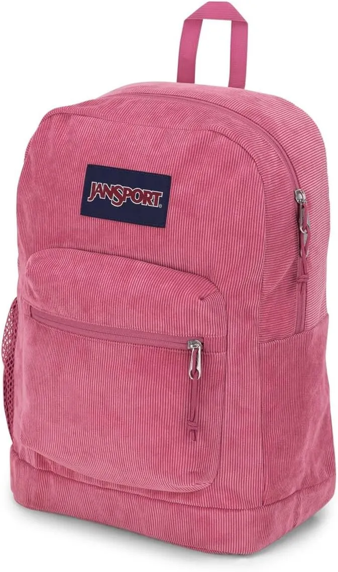 JanSport Cross Town Plus Remix Backpack - Padded Back Panel, Laptop Sleeve, and Front Pocket Organizer - Mauve Haze Corduroy