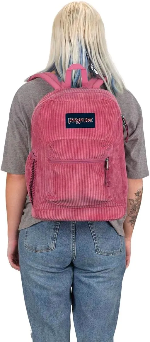JanSport Cross Town Plus Remix Backpack - Padded Back Panel, Laptop Sleeve, and Front Pocket Organizer - Mauve Haze Corduroy