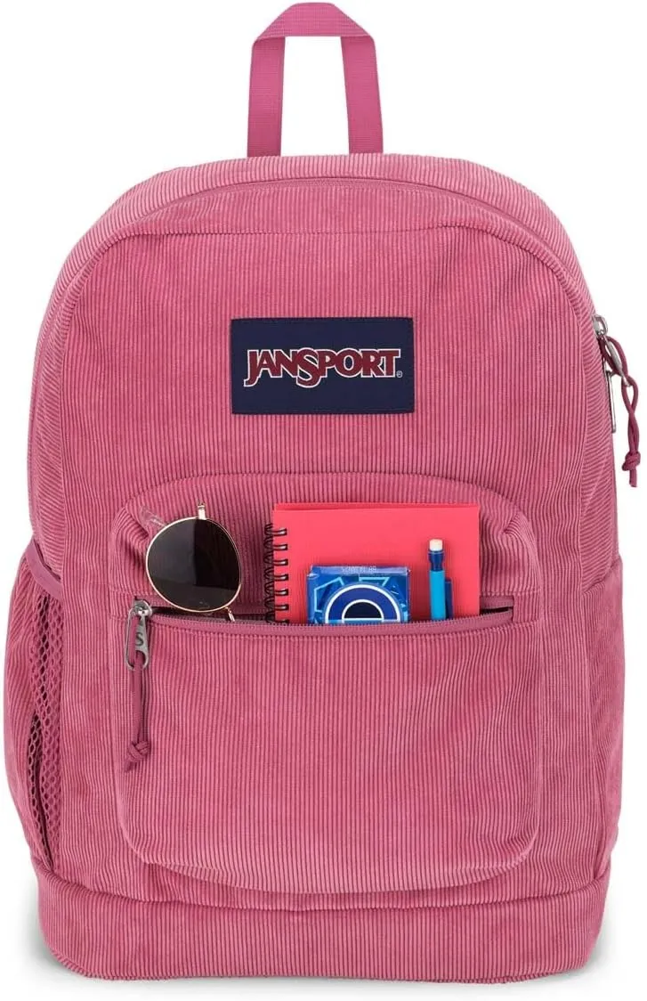 JanSport Cross Town Plus Remix Backpack - Padded Back Panel, Laptop Sleeve, and Front Pocket Organizer - Mauve Haze Corduroy