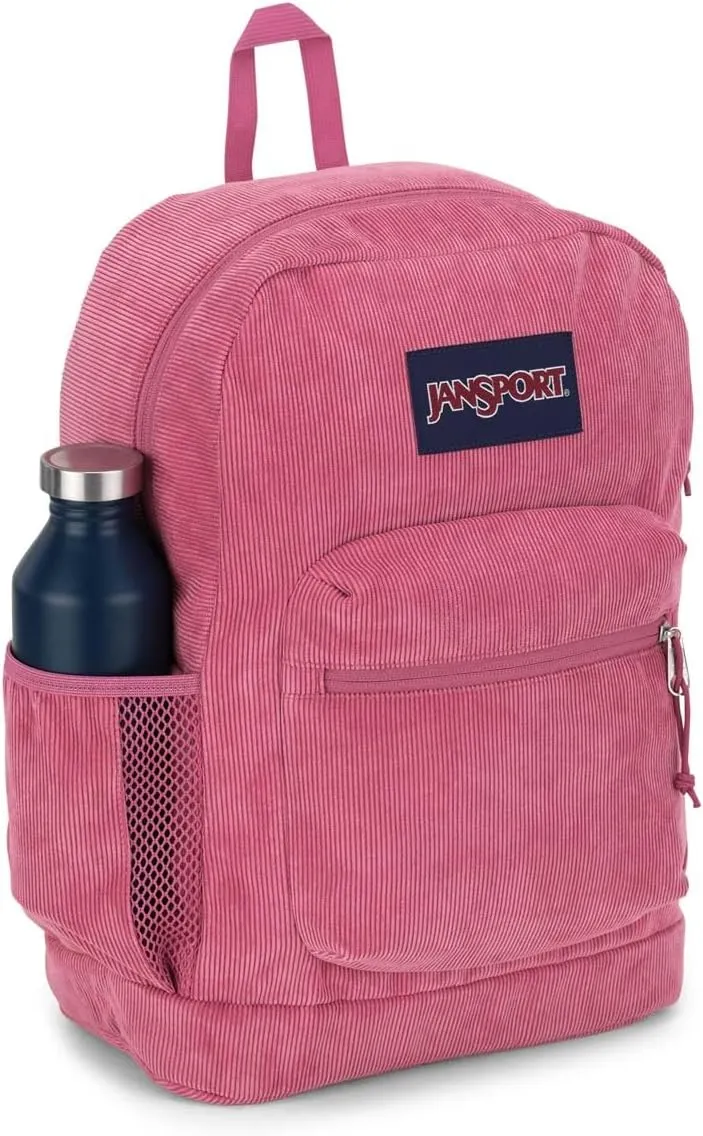 JanSport Cross Town Plus Remix Backpack - Padded Back Panel, Laptop Sleeve, and Front Pocket Organizer - Mauve Haze Corduroy