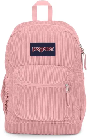 JanSport Cross Town Plus Remix Backpack - Padded Back Panel, Laptop Sleeve, and Front Pocket Organizer - Misty Rose Corduroy