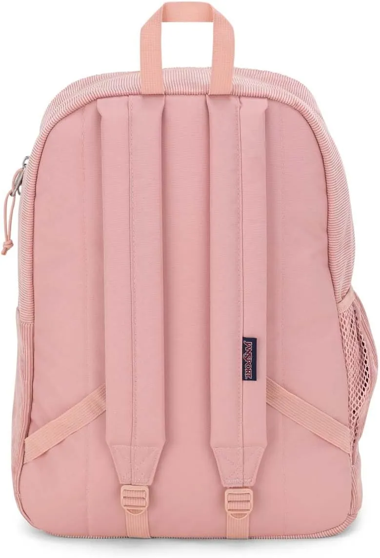 JanSport Cross Town Plus Remix Backpack - Padded Back Panel, Laptop Sleeve, and Front Pocket Organizer - Misty Rose Corduroy