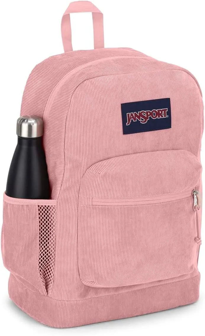 JanSport Cross Town Plus Remix Backpack - Padded Back Panel, Laptop Sleeve, and Front Pocket Organizer - Misty Rose Corduroy