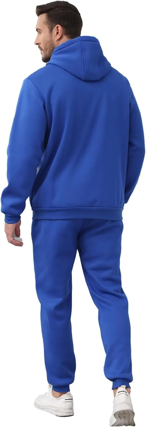 JIHUILAI Mens Tracksuit, Track Jackets and Pants 2 Piece Outfit Mens Hoodie Sweatsuit Full-Zip Fleece Jogger Set, S-3XL