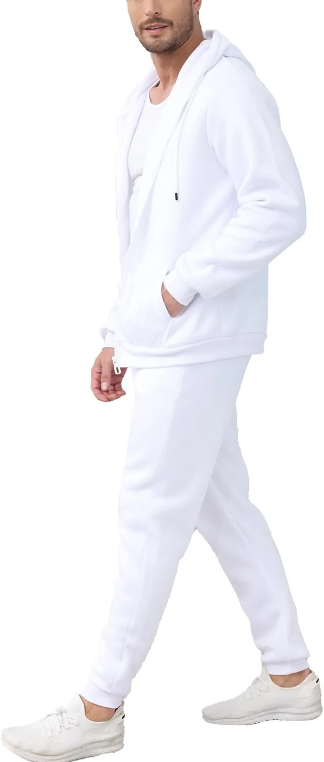 JIHUILAI Mens Tracksuit, Track Jackets and Pants 2 Piece Outfit Mens Hoodie Sweatsuit Full-Zip Fleece Jogger Set, S-3XL