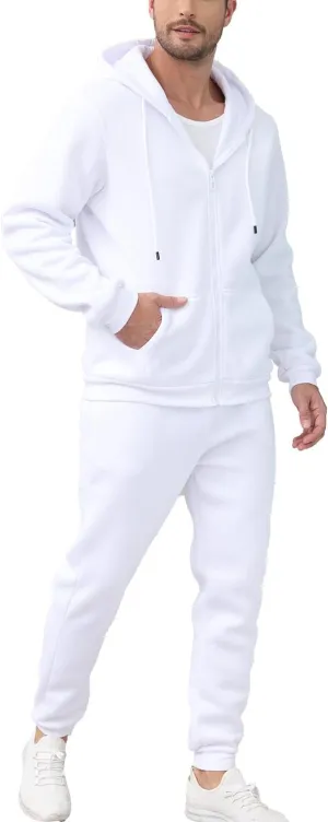 JIHUILAI Mens Tracksuit, Track Jackets and Pants 2 Piece Outfit Mens Hoodie Sweatsuit Full-Zip Fleece Jogger Set, S-3XL