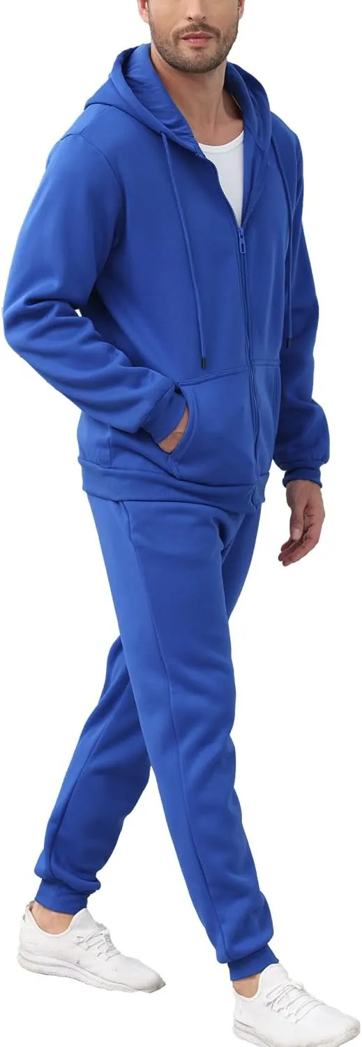 JIHUILAI Mens Tracksuit, Track Jackets and Pants 2 Piece Outfit Mens Hoodie Sweatsuit Full-Zip Fleece Jogger Set, S-3XL