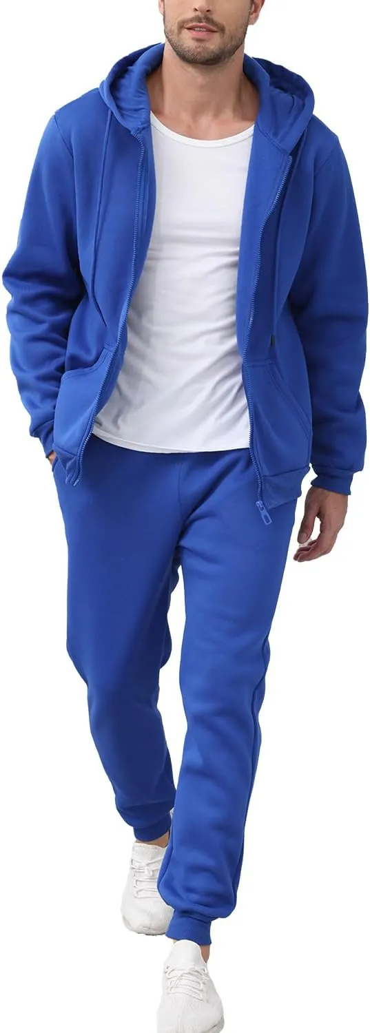 JIHUILAI Mens Tracksuit, Track Jackets and Pants 2 Piece Outfit Mens Hoodie Sweatsuit Full-Zip Fleece Jogger Set, S-3XL
