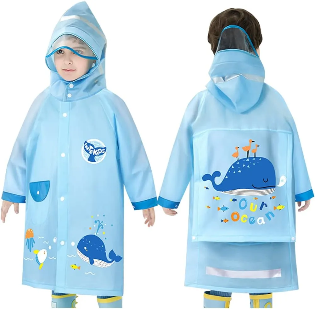 Kids Raincoats Waterproof Rain Jacket Hooded Rain Poncho Toddler Boys Girls Rain Suit Reusable Rainwear 1-8 Years