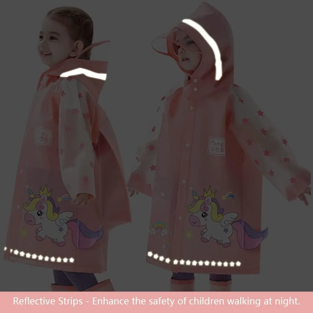 Kids Raincoats Waterproof Rain Jacket Hooded Rain Poncho Toddler Boys Girls Rain Suit Reusable Rainwear 1-8 Years