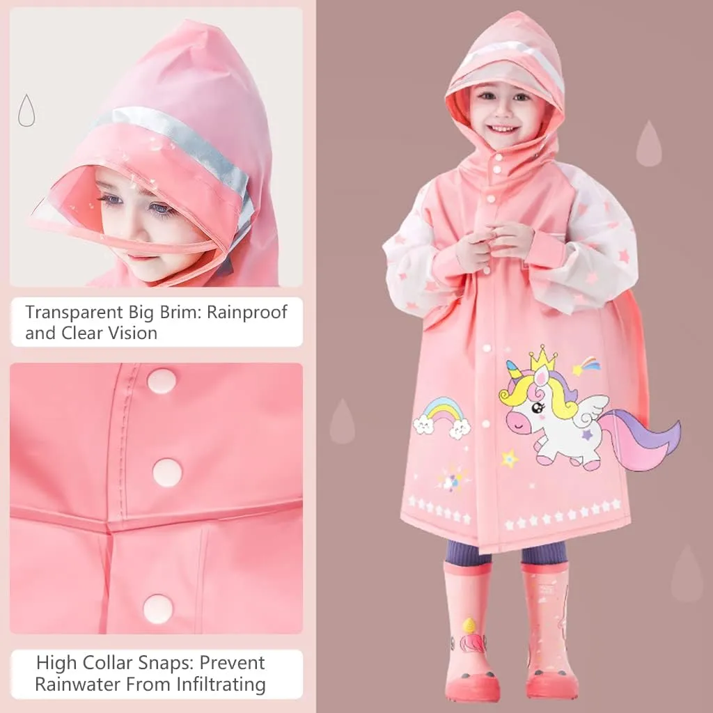 Kids Raincoats Waterproof Rain Jacket Hooded Rain Poncho Toddler Boys Girls Rain Suit Reusable Rainwear 1-8 Years