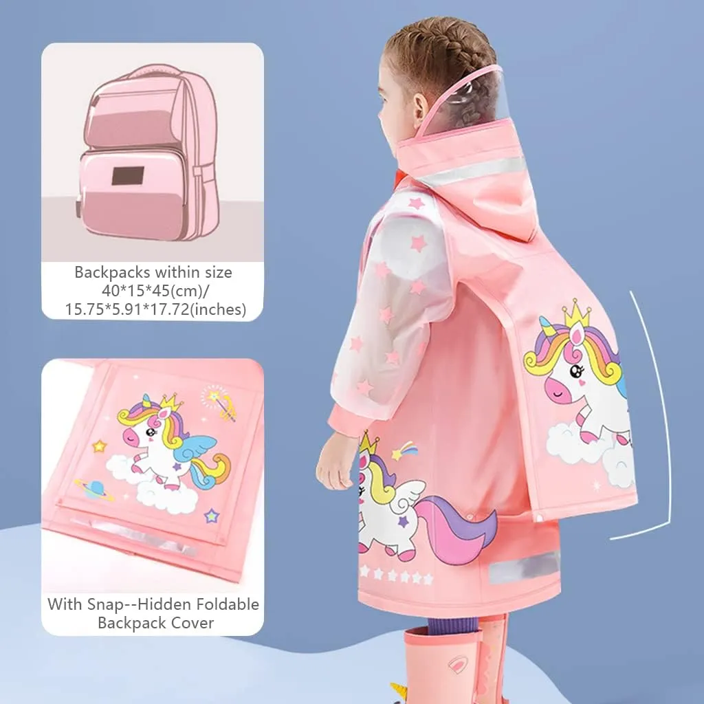 Kids Raincoats Waterproof Rain Jacket Hooded Rain Poncho Toddler Boys Girls Rain Suit Reusable Rainwear 1-8 Years
