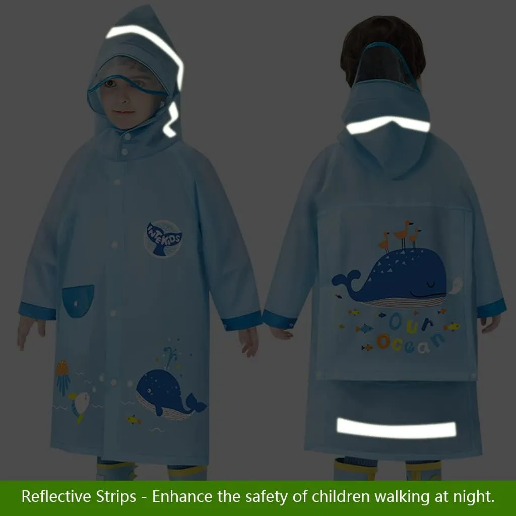 Kids Raincoats Waterproof Rain Jacket Hooded Rain Poncho Toddler Boys Girls Rain Suit Reusable Rainwear 1-8 Years