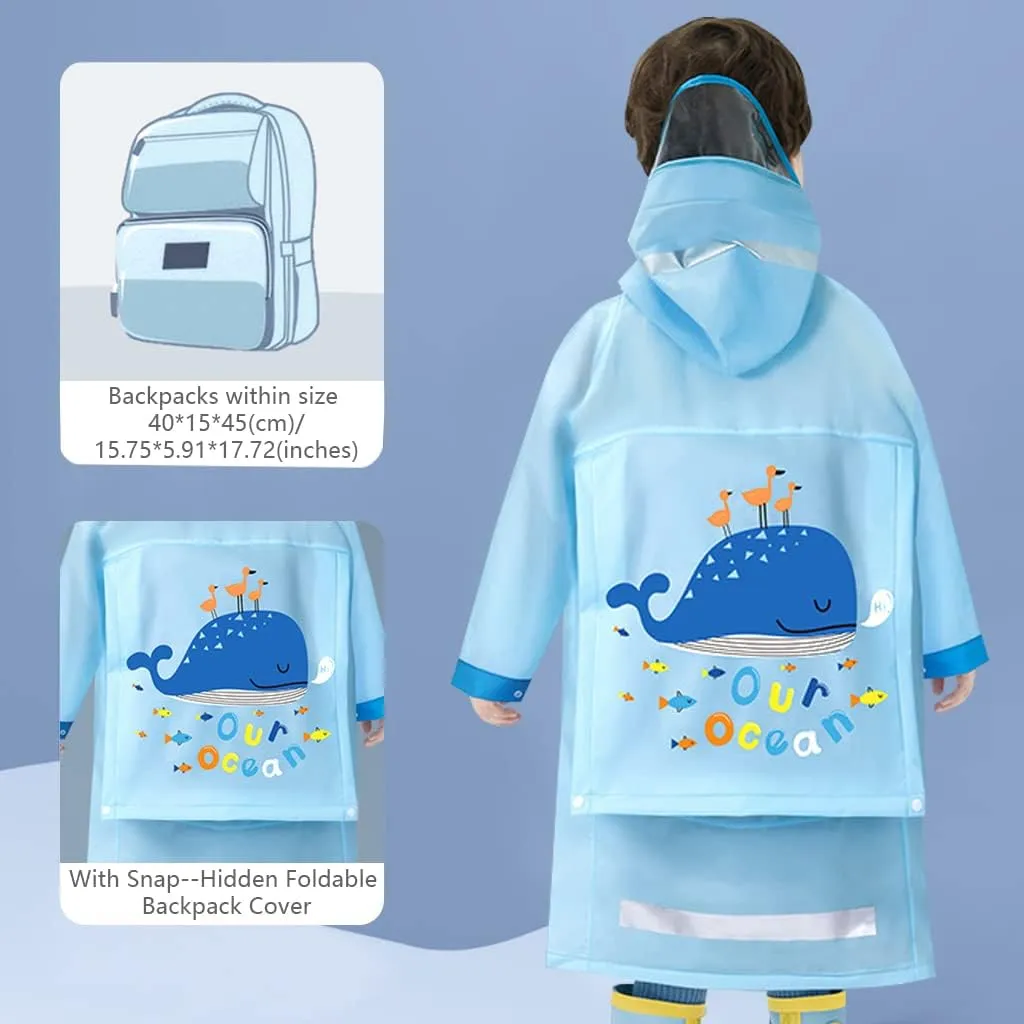 Kids Raincoats Waterproof Rain Jacket Hooded Rain Poncho Toddler Boys Girls Rain Suit Reusable Rainwear 1-8 Years