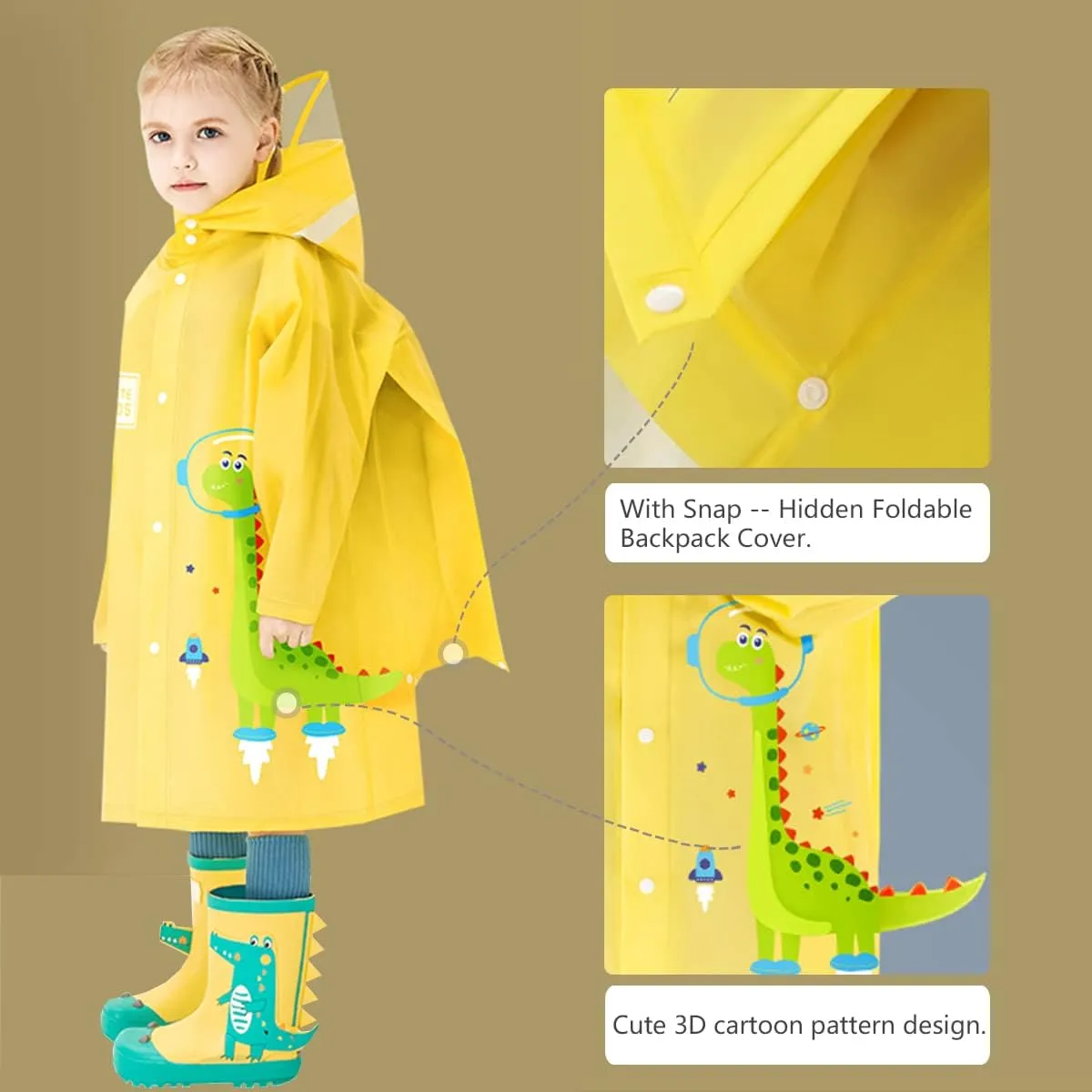 Kids Raincoats Waterproof Rain Jacket Hooded Rain Poncho Toddler Boys Girls Rain Suit Reusable Rainwear 1-8 Years