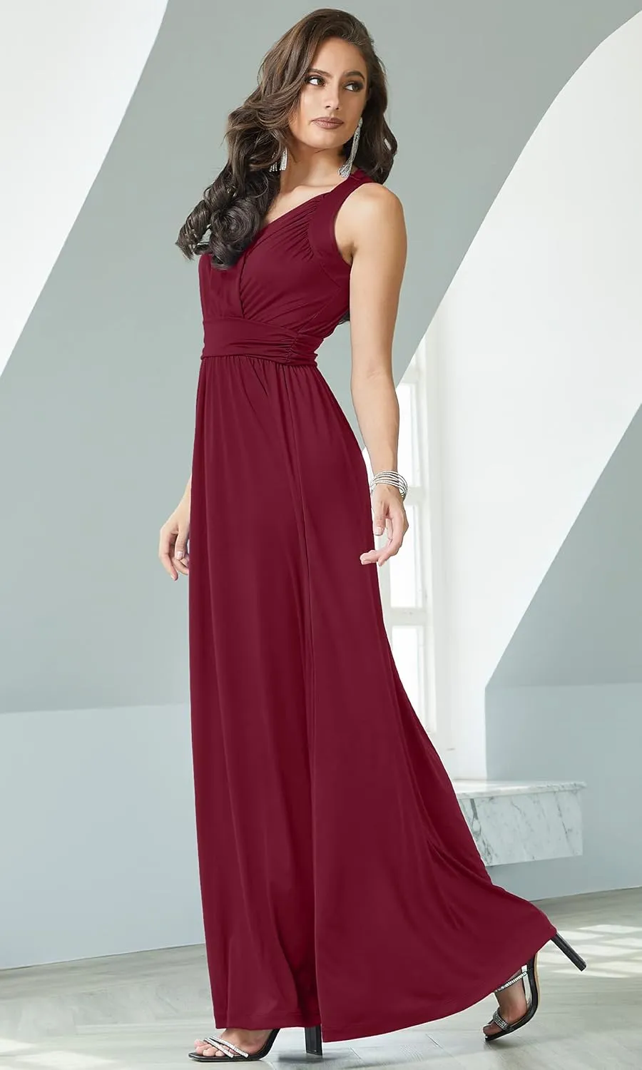 KOH KOH Womens Long Sleeveless Flowy Bridesmaid Cocktail Evening Gown Maxi Dress