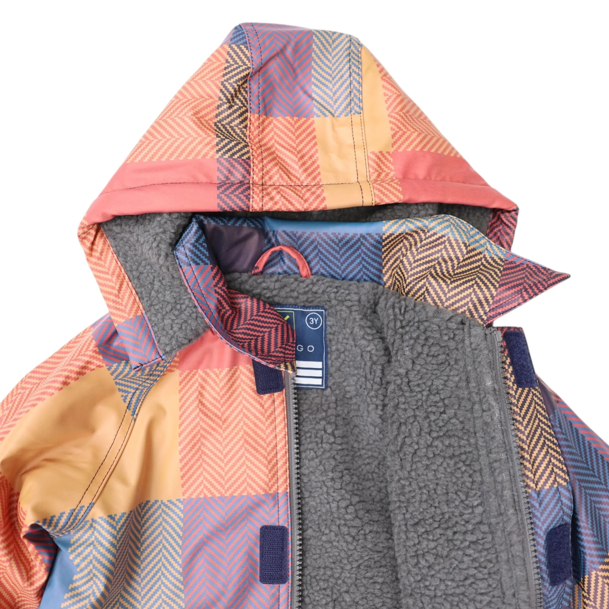 Korango Sherpa Lined Check Raincoat Red