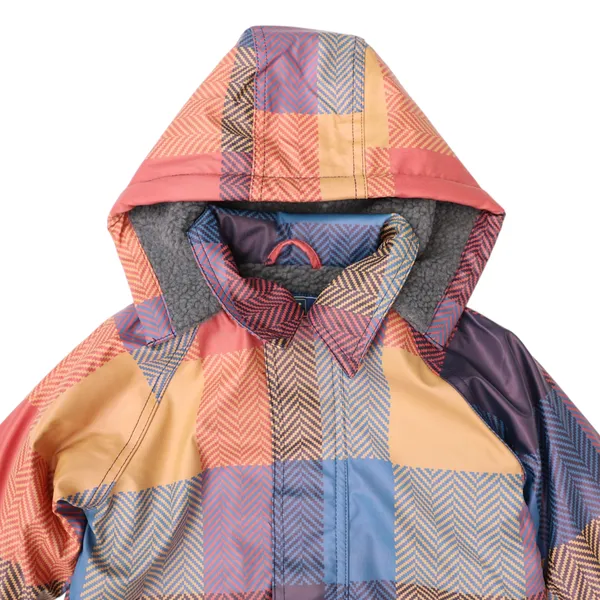 Korango Sherpa Lined Check Raincoat Red