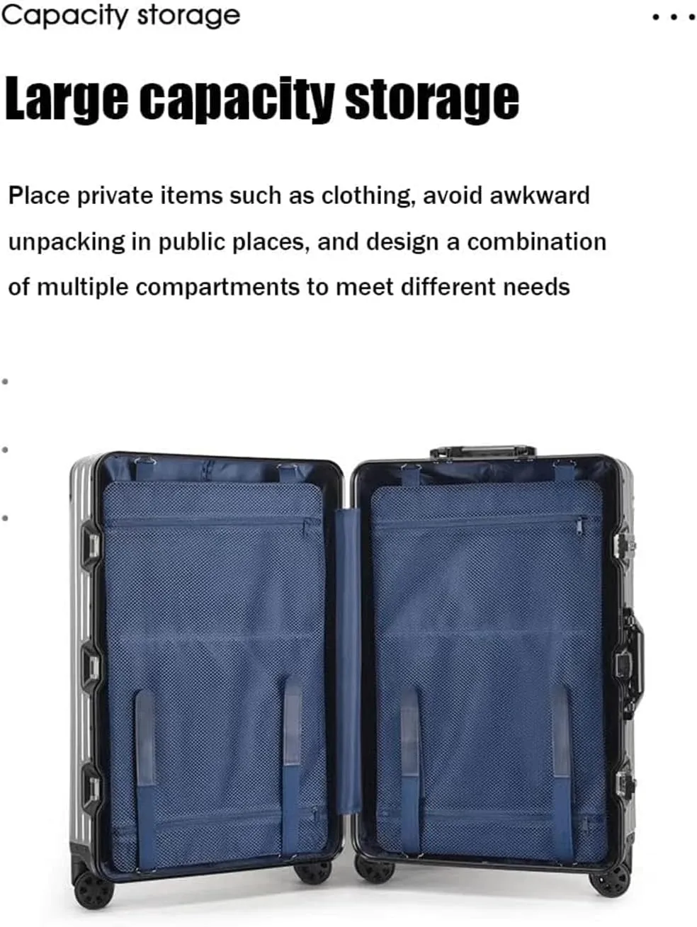 Large Capacity Hard Shell Trolley Suitcase Aluminium Frame Suitcase for Business Travel and Holiday, Black, 24