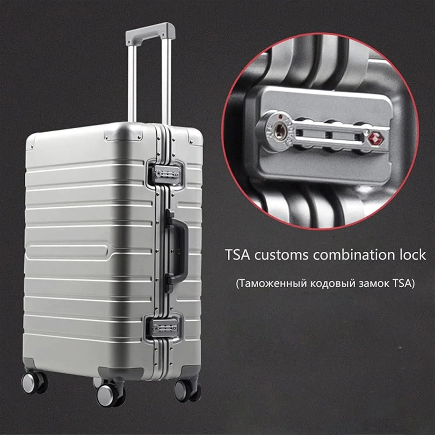 Large Capacity Trolley Suitcase Aluminium Magnesium Alloy Suitcase Business Travel Suitcase Suitable for Men, Women and Teens, a, 28inch