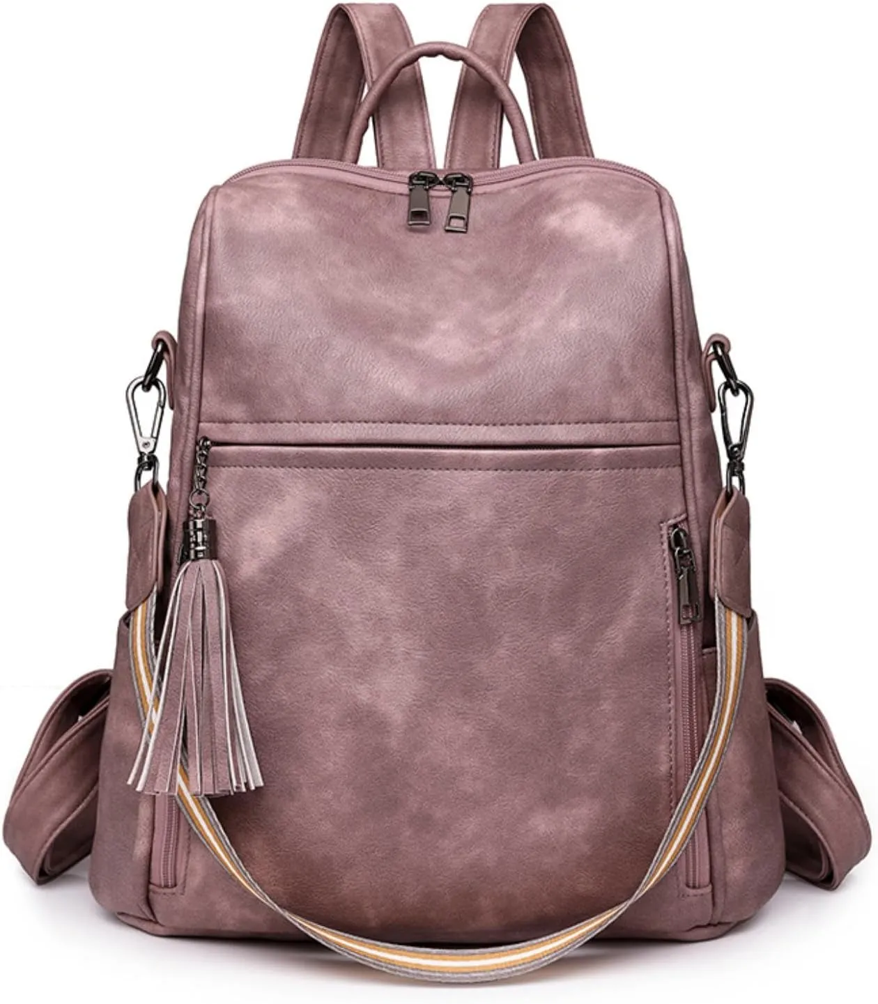 Leather Backpack Purse for Women, Large Designer Travel Backpack, Convertible Shoulder Bag, Fashion Casual Daypack, Backpack for Women Fashion (Pink)