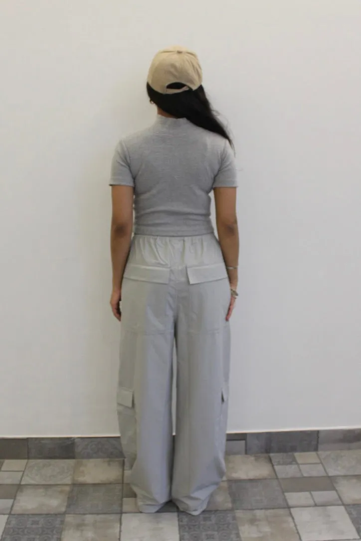 Light Grey Melange Parachute Cargo Co-ord