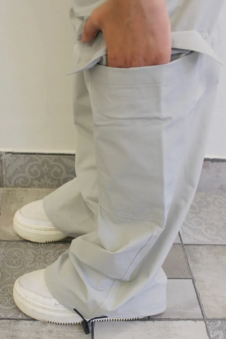 Light Grey Melange Parachute Cargo Co-ord