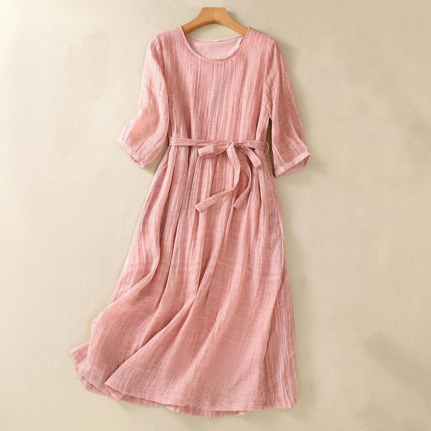 Linen Dress for Women 2025 Plus Size Short Sleeve Summer Maxi Dresses Spring Fashion Vacation Clothes