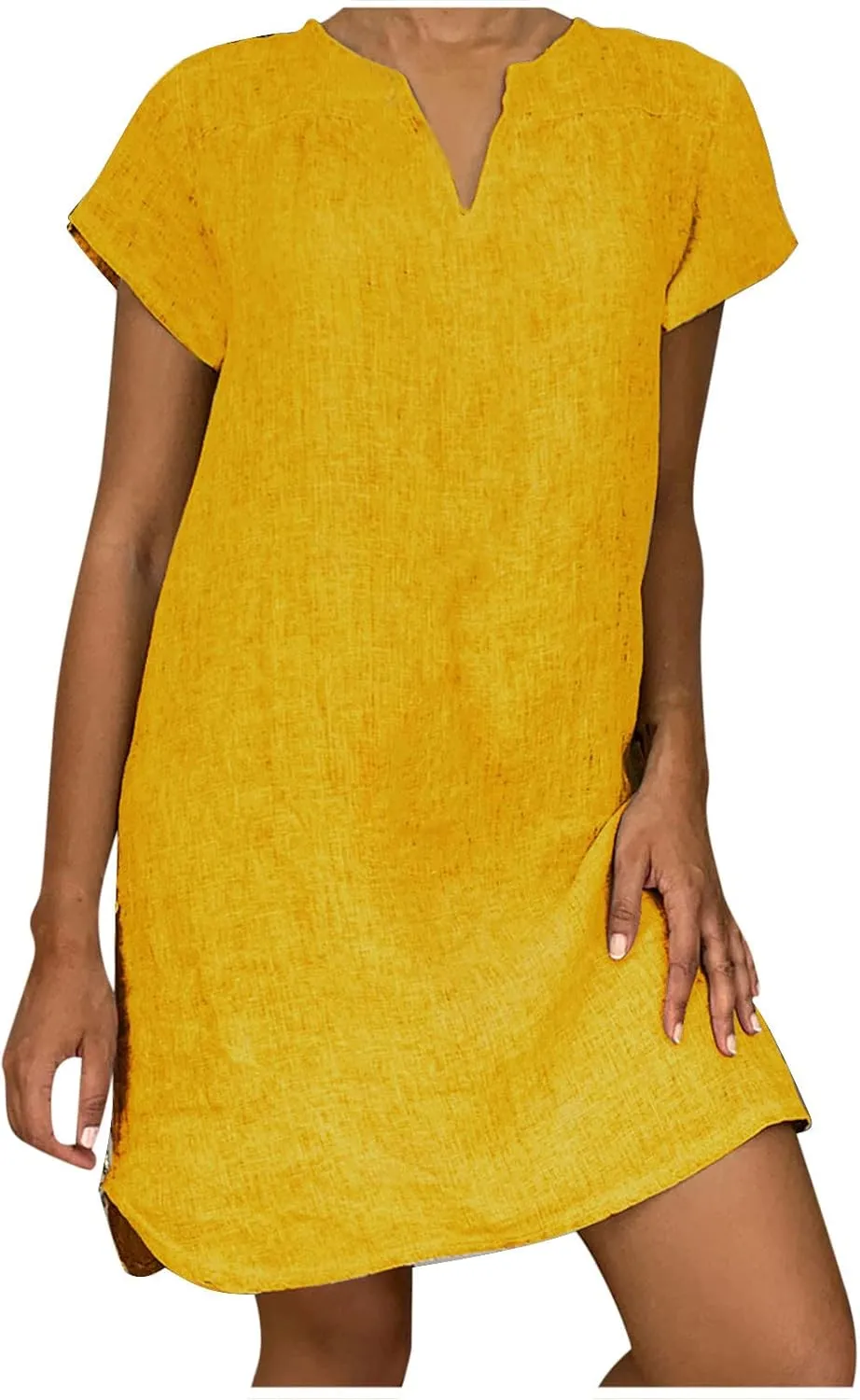 Linen Dresses for Women 2025 Cap Sleeve V Neck Sundress Beach Vacation Mini Dress Cotton Trendy Clothes