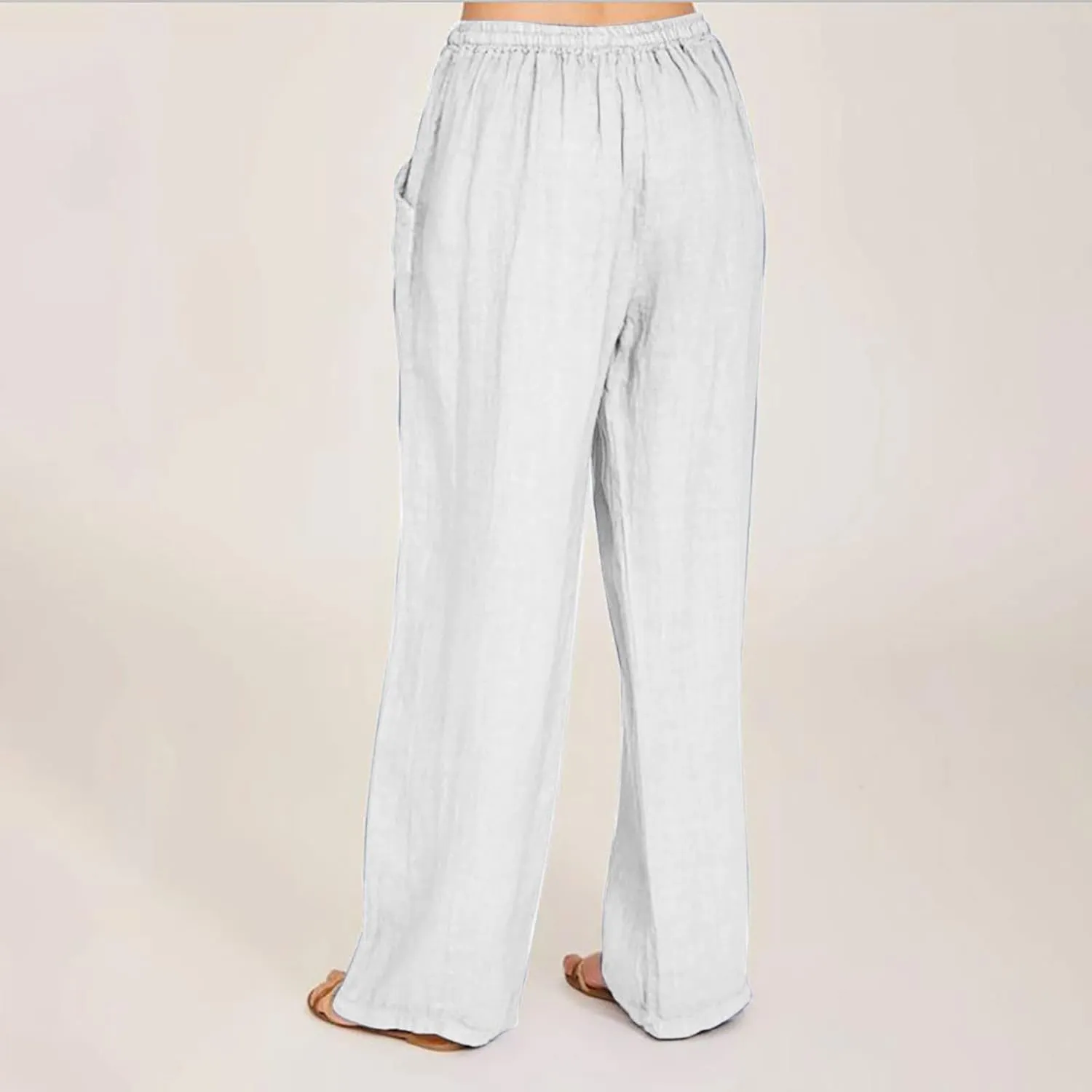 Linen Pants Women Summer 2024 Wide Leg Casual Loose Pant Drawstring High Waist Palazzo Pants Trousers with Pockets