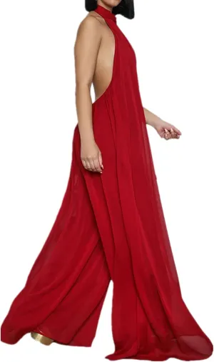 Lisa Colly Women's Sexy Casual Clubwear Wide Leg Jumpsuits Halter Sleeveless Party Chiffon Pants Long Rompers