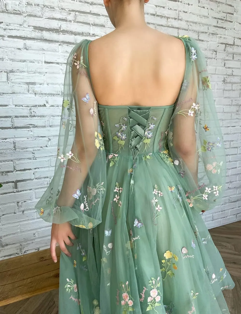 Long Flower Tulle Prom Dresses 2024 Spaghetti Straps Ball Gowns for Women WD204