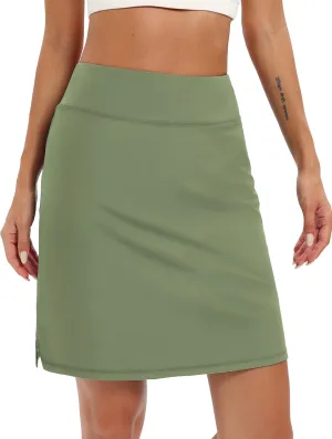 LouKeith 19" Knee Length Skorts Skirts for Women Tennis Skirts Athletic Golf Skorts Casual Workout Skirt with Shorts Pockets