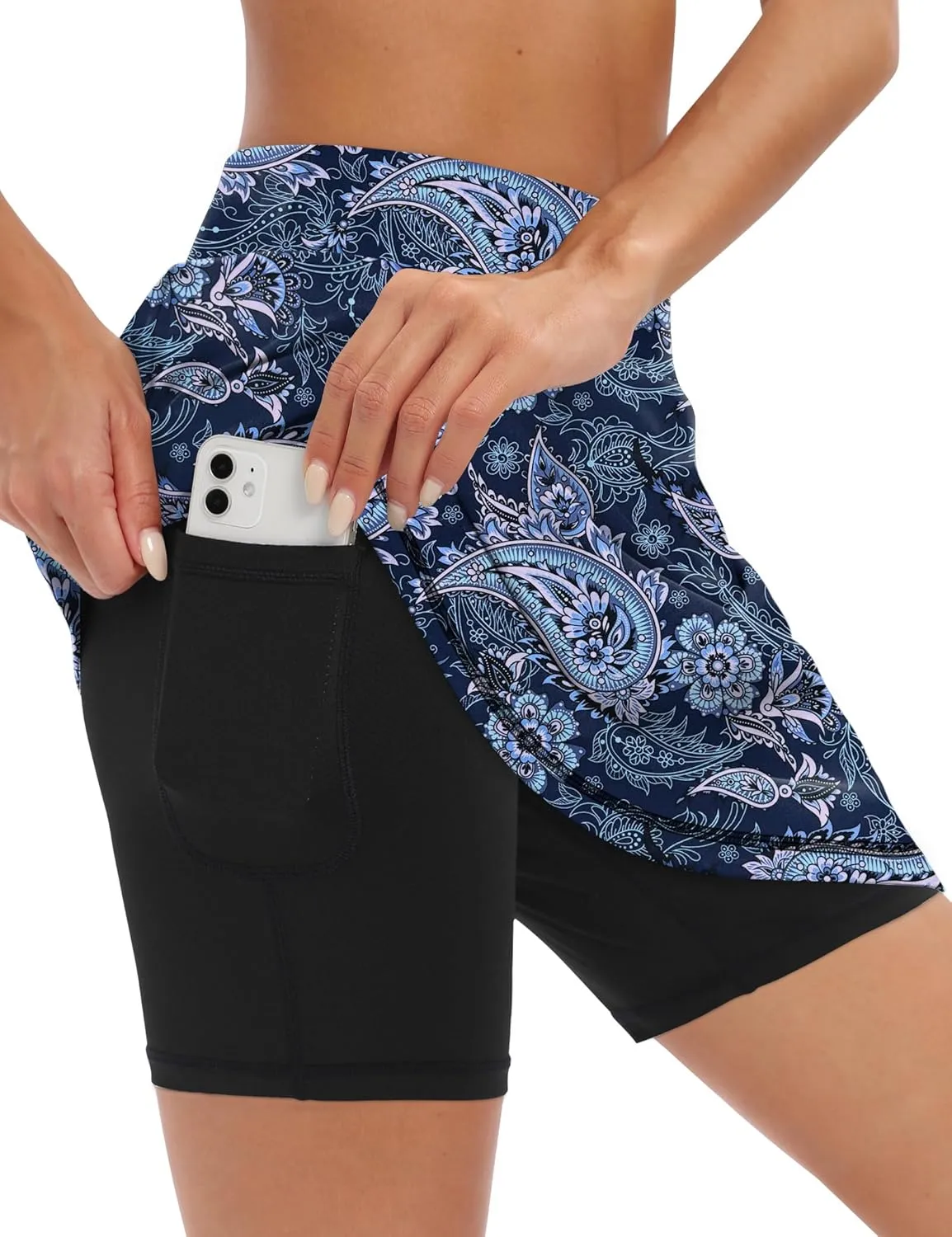 LouKeith 19" Knee Length Skorts Skirts for Women Tennis Skirts Athletic Golf Skorts Casual Workout Skirt with Shorts Pockets