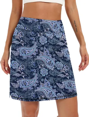LouKeith 19" Knee Length Skorts Skirts for Women Tennis Skirts Athletic Golf Skorts Casual Workout Skirt with Shorts Pockets