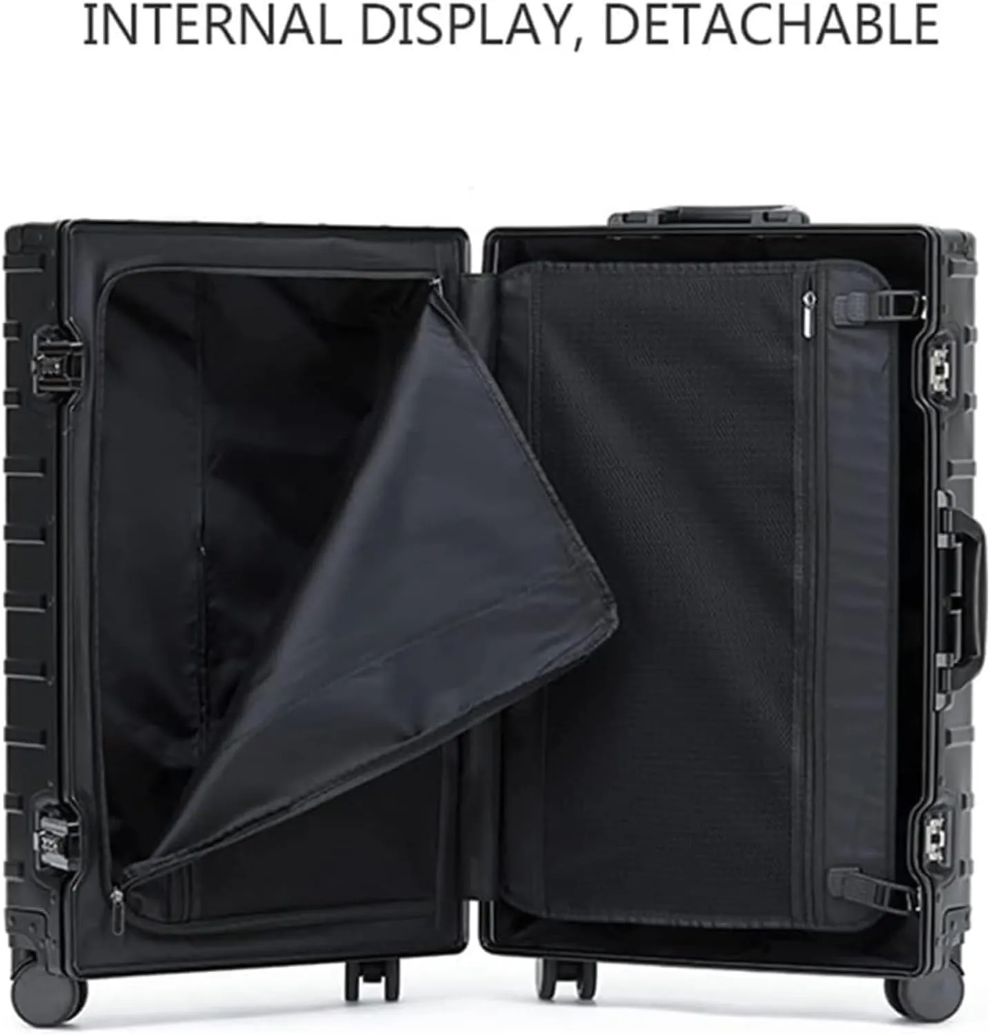 LuggageSuitcases With Wheels Carry On Luggage Aluminum-magnesium Alloy Suitcases 20/24/inch Luggage Large Capacity Hard Shell Suitcase Travel Luggage for Business Trips Lightweight ( Color : Black ,