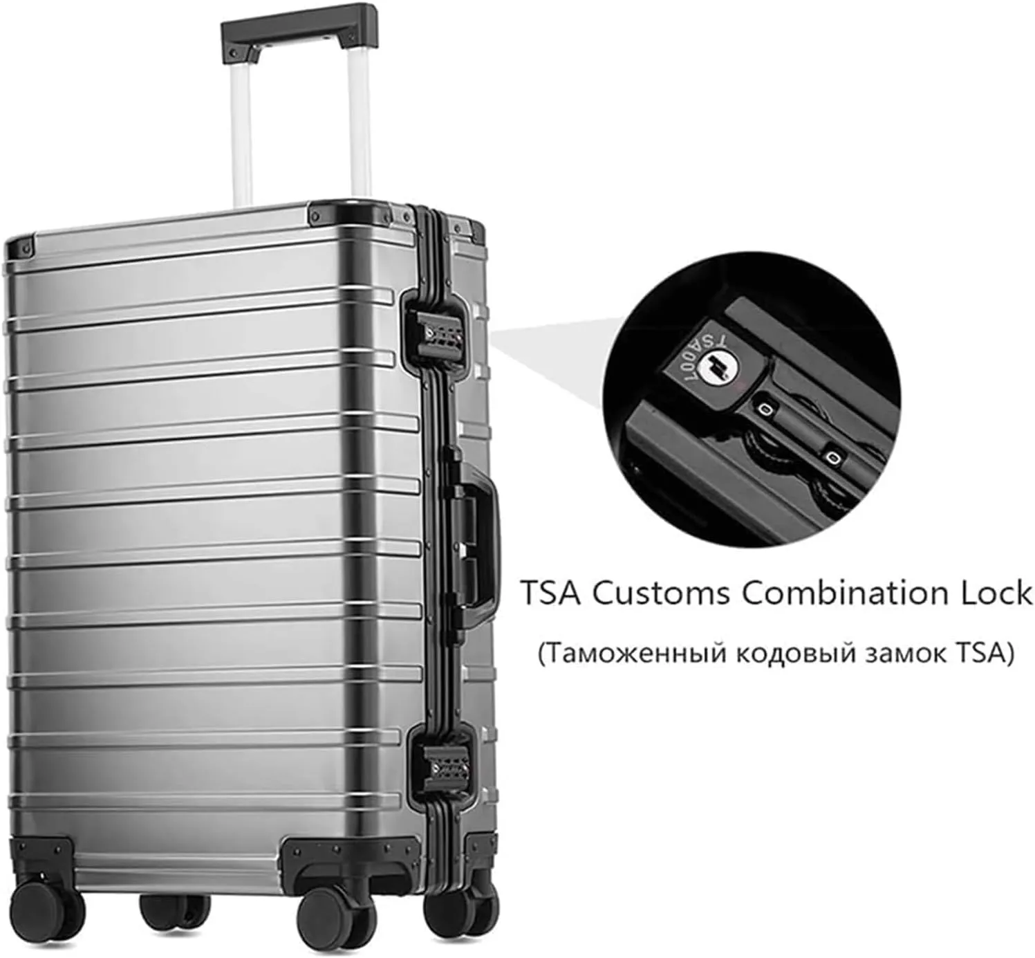 LuggageSuitcases With Wheels Carry On Luggage Aluminum-magnesium Alloy Suitcases 20/24/inch Luggage Large Capacity Hard Shell Suitcase Travel Luggage for Business Trips Lightweight ( Color : Blue , S