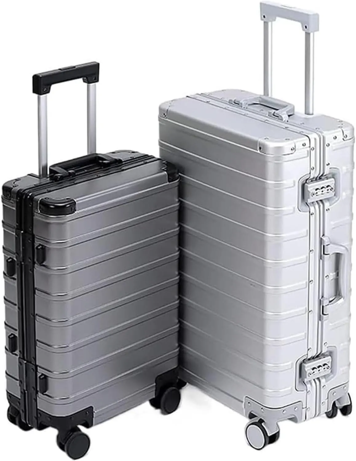 LuggageSuitcases With Wheels Carry On Luggage Aluminum-magnesium Alloy Suitcases 20/24/inch Luggage Large Capacity Hard Shell Suitcase Travel Luggage for Business Trips Lightweight ( Color : Blue , S