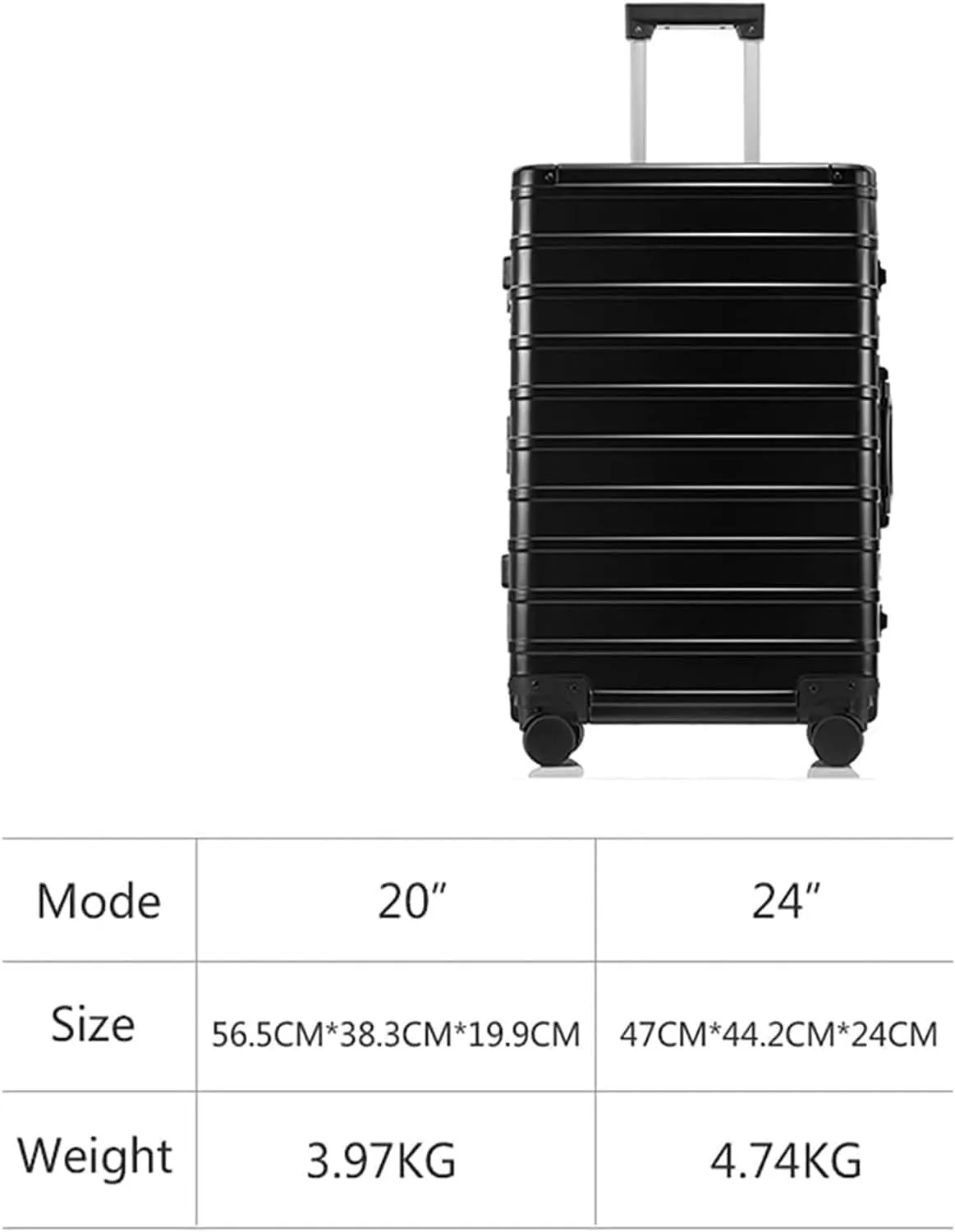 LuggageSuitcases With Wheels Carry On Luggage Aluminum-magnesium Alloy Suitcases 20/24/inch Luggage Large Capacity Hard Shell Suitcase Travel Luggage for Business Trips Lightweight ( Color : Blue , S