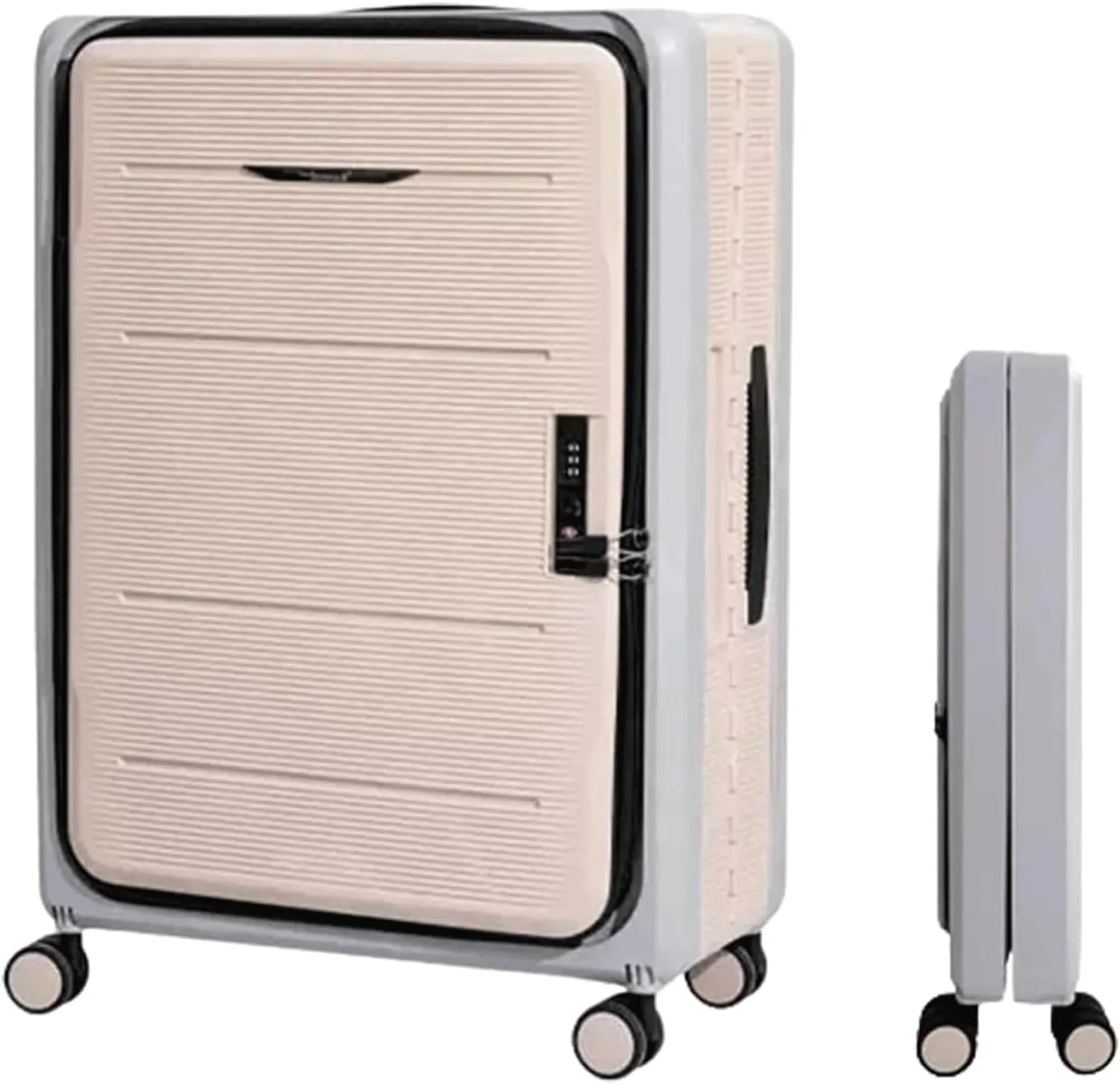 LuggageSuitcases With Wheels Carry On Luggage Beautiful Luggage Large Capacity Hard Shell Suitcase Front Opening Design Luggage Suitcase Adjustable Rails Trolley Luggage Lightweight ( Color : Gray ,