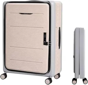 LuggageSuitcases With Wheels Carry On Luggage Beautiful Luggage Large Capacity Hard Shell Suitcase Front Opening Design Luggage Suitcase Adjustable Rails Trolley Luggage Lightweight ( Color : Gray ,