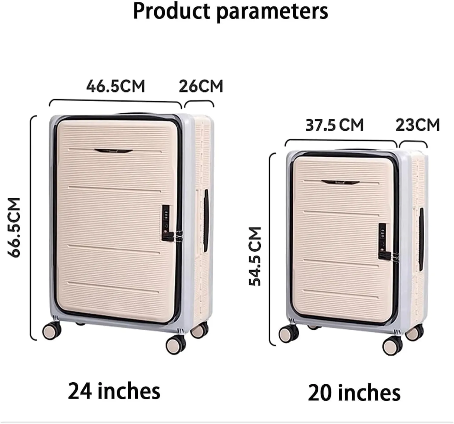 LuggageSuitcases With Wheels Carry On Luggage Beautiful Luggage Large Capacity Hard Shell Suitcase Front Opening Design Luggage Suitcase Adjustable Rails Trolley Luggage Lightweight ( Color : Gray ,