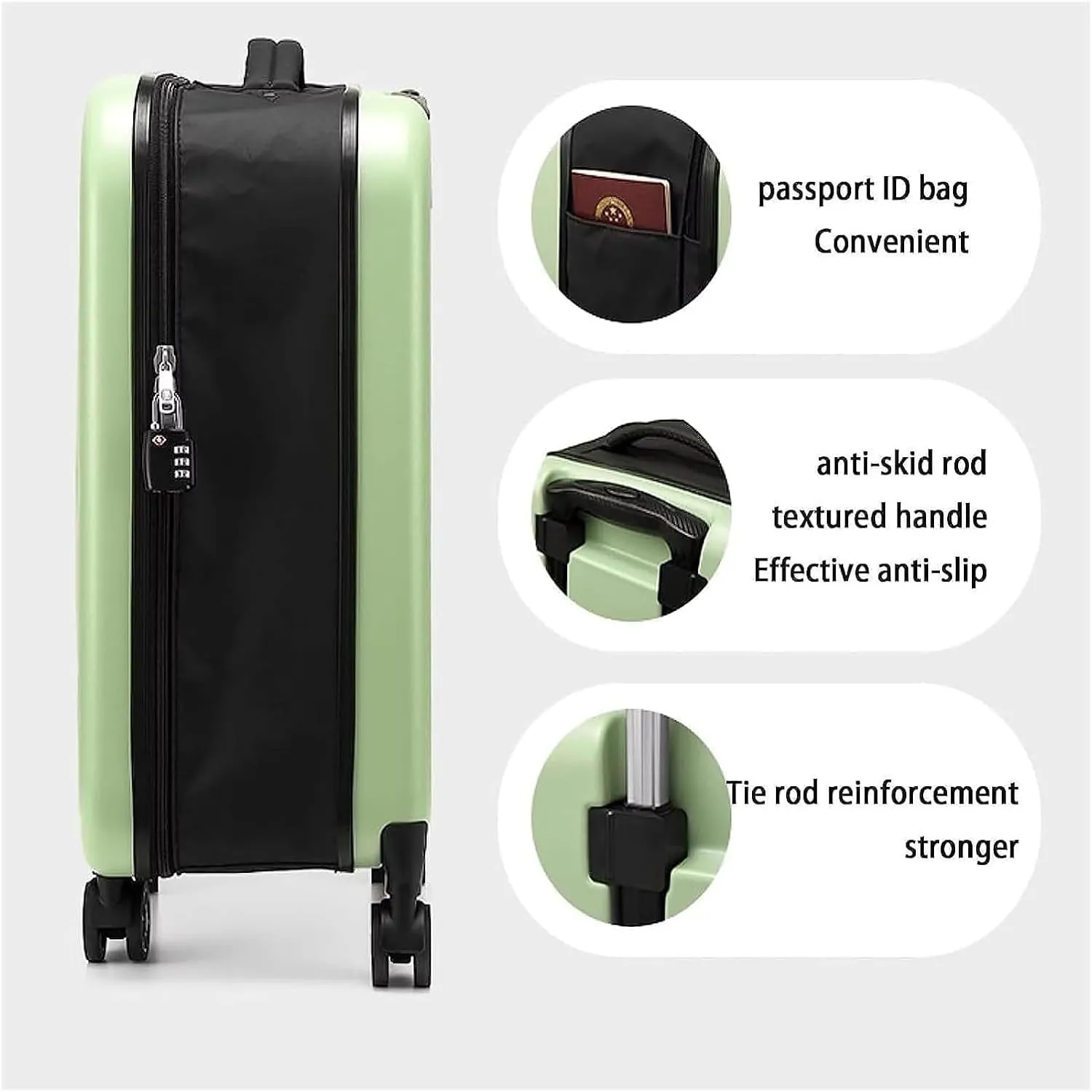 LuggageSuitcases With Wheels Carry On Luggage Expandable Luggage Foldable Luggage Carry on Luggage Comfort Handle Luggage Suitcase Spinner Wheels Trolley Luggage Lightweight ( Color : Green , Size :