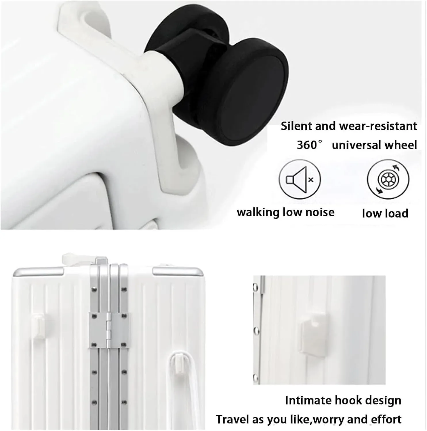 LuggageSuitcases With Wheels Carry On Luggage High Capacity Luggage Usb Charging Port Luggage Suitcase Front Opening Trolley Luggage Lightweight Hard Shell Suitcases Lightweight ( Color : White , Siz