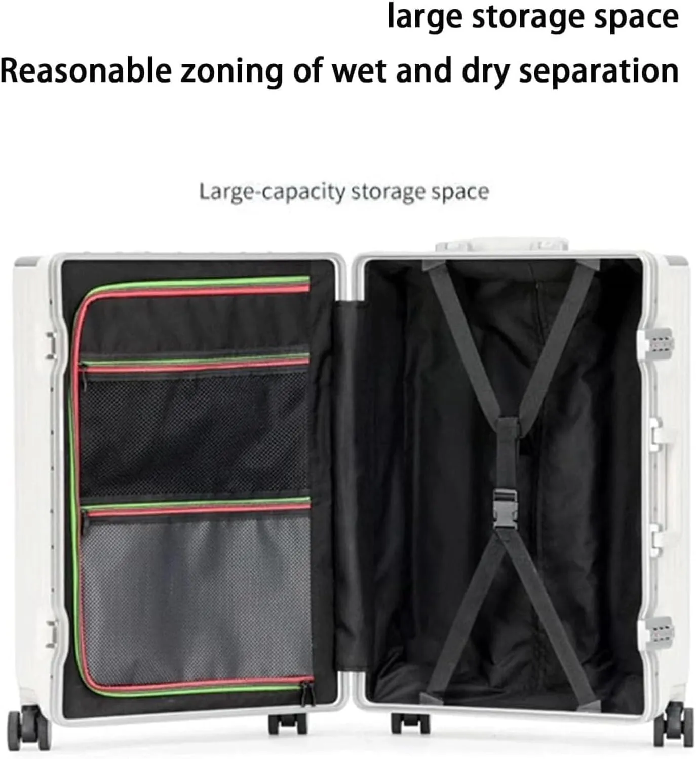 LuggageSuitcases With Wheels Carry On Luggage High Capacity Luggage Usb Charging Port Luggage Suitcase Front Opening Trolley Luggage Lightweight Hard Shell Suitcases Lightweight ( Color : White , Siz
