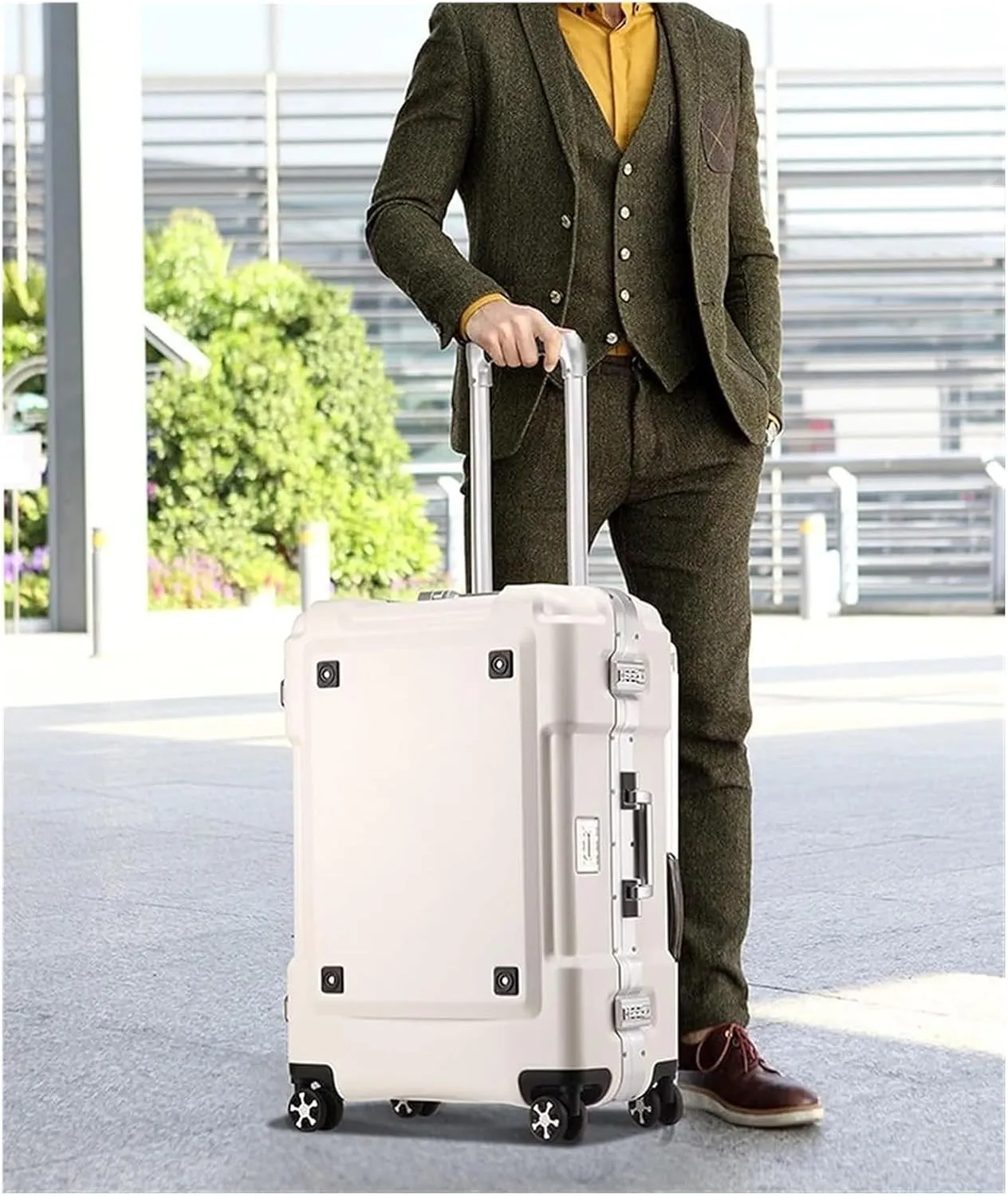 LuggageSuitcases With Wheels Carry On Luggage Luxury Suitcase Scratch Resistant No Zip Luggage Aluminum Frame Suitcases 360 Spinner Trolley Luggage Portable Luggage Lightweight ( Color : Black , Siz