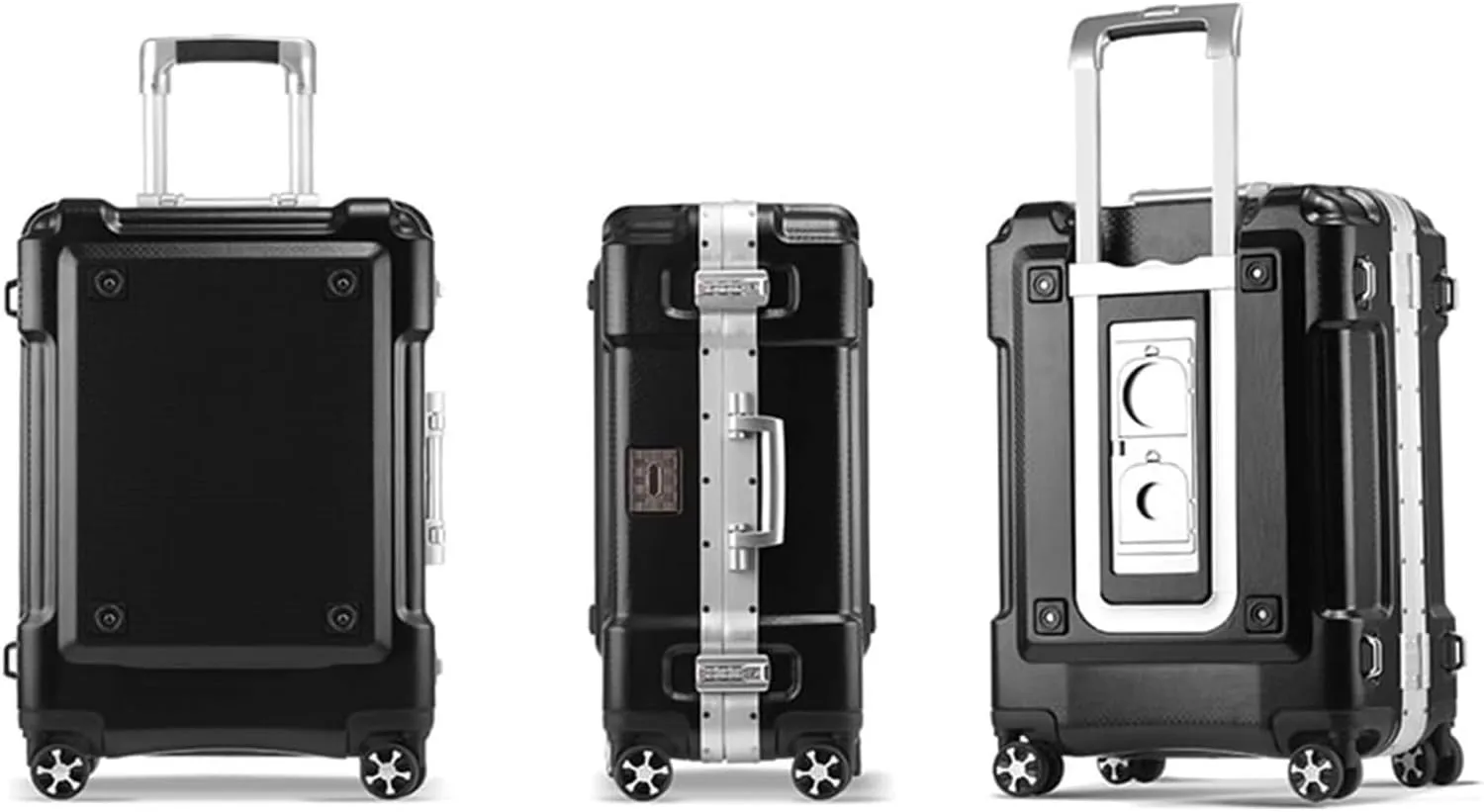 LuggageSuitcases With Wheels Carry On Luggage Luxury Suitcase Scratch Resistant No Zip Luggage Aluminum Frame Suitcases 360 Spinner Trolley Luggage Portable Luggage Lightweight ( Color : Silver , Si