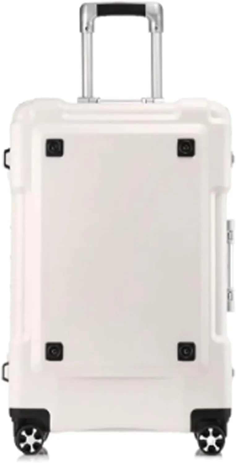 LuggageSuitcases With Wheels Carry On Luggage Luxury Suitcase Scratch Resistant No Zip Luggage Aluminum Frame Suitcases 360 Spinner Trolley Luggage Portable Luggage Lightweight ( Color : White , Siz